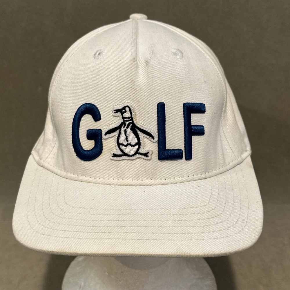 Original Penguin Golf Hat White Navy Blue Pete Penguin Snapback Munsingwear Cap